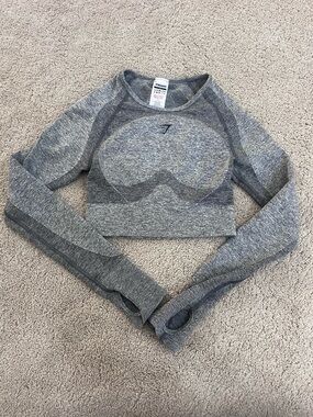 NWOT Gymshark Heather Grey Flex long sleeve crop top